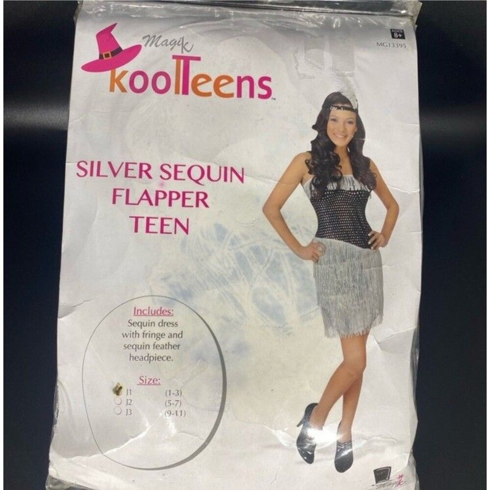 Honey Black And silver Sequin Flapper Adult Costume Sz Small NEW
